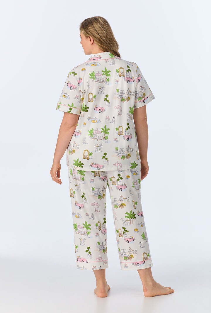 Bed Head Poolside Poodles Short Sleeve Stretch Jersey Cropped PJ Set