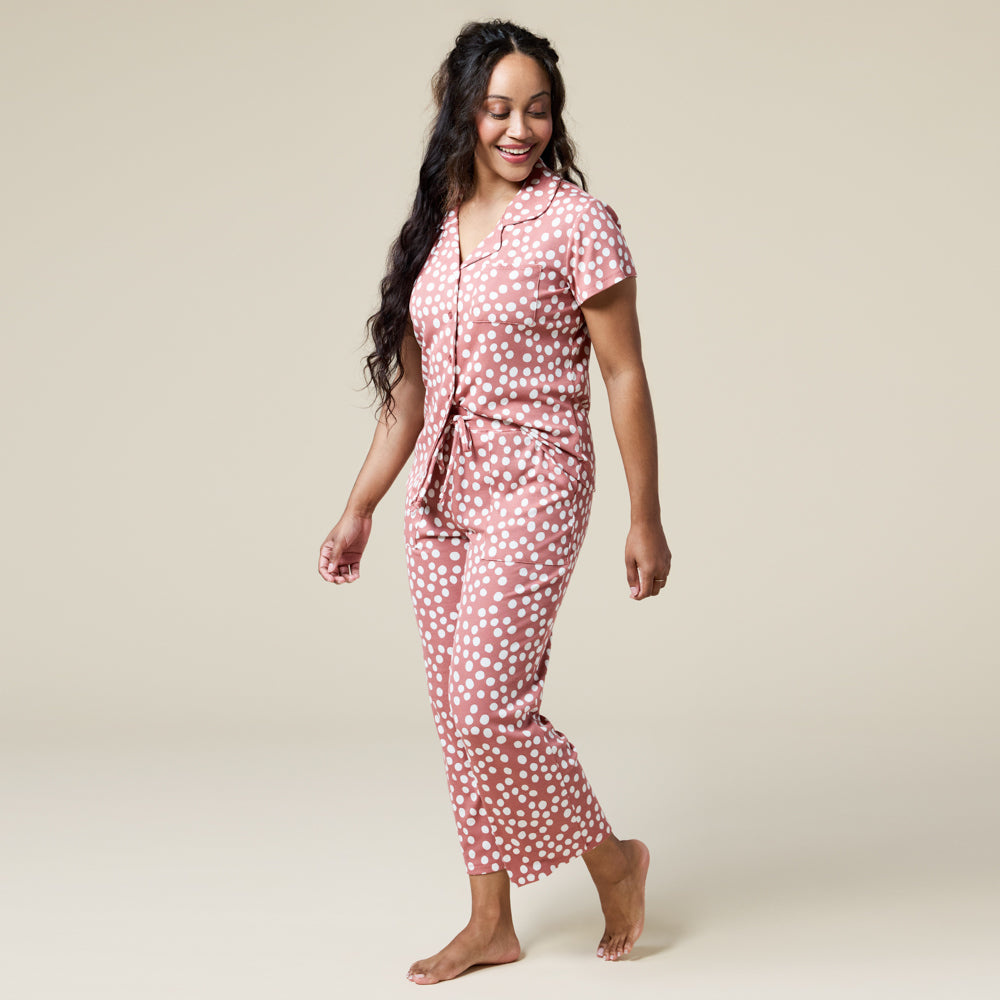 Softies Aria Slim Notch Collar Capri Fashion PJ Set