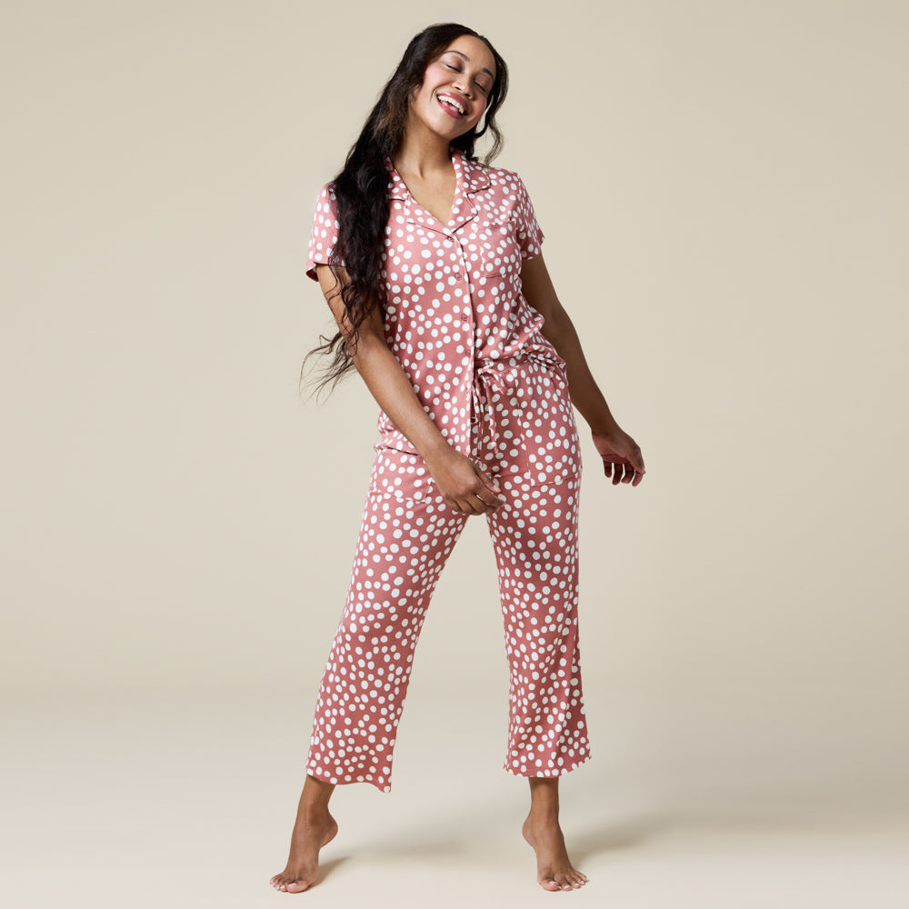Softies Aria Slim Notch Collar Capri Fashion PJ Set