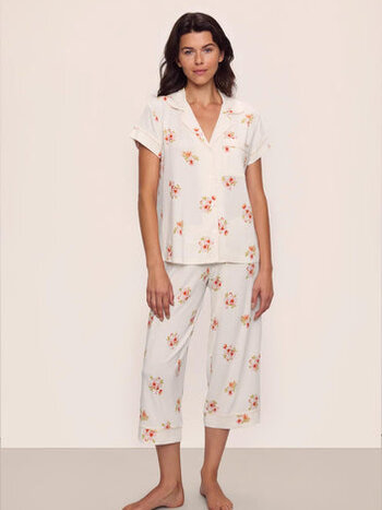 Eberjey Gisele Printed TENCEL™ Modal Short Sleeve Cropped Fashion PJ Set
