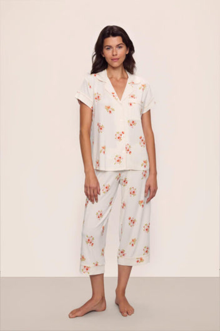 Eberjey Gisele Printed TENCEL™ Modal Short Sleeve Cropped Fashion PJ Set