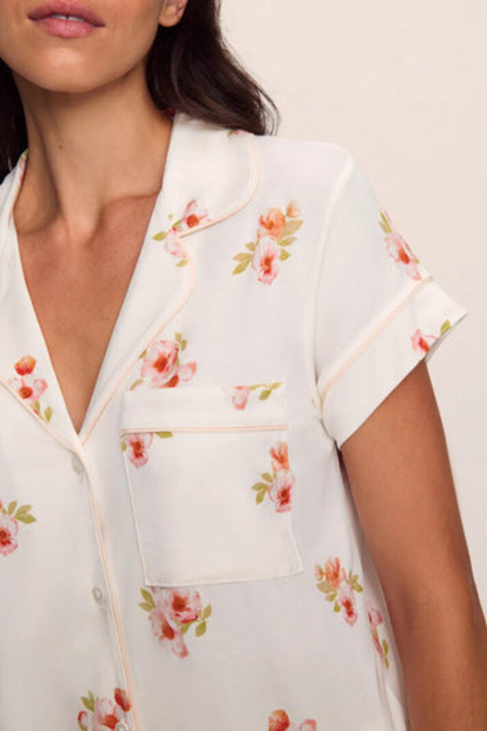 Eberjey Gisele Printed TENCEL™ Modal Short Sleeve Cropped Fashion PJ Set