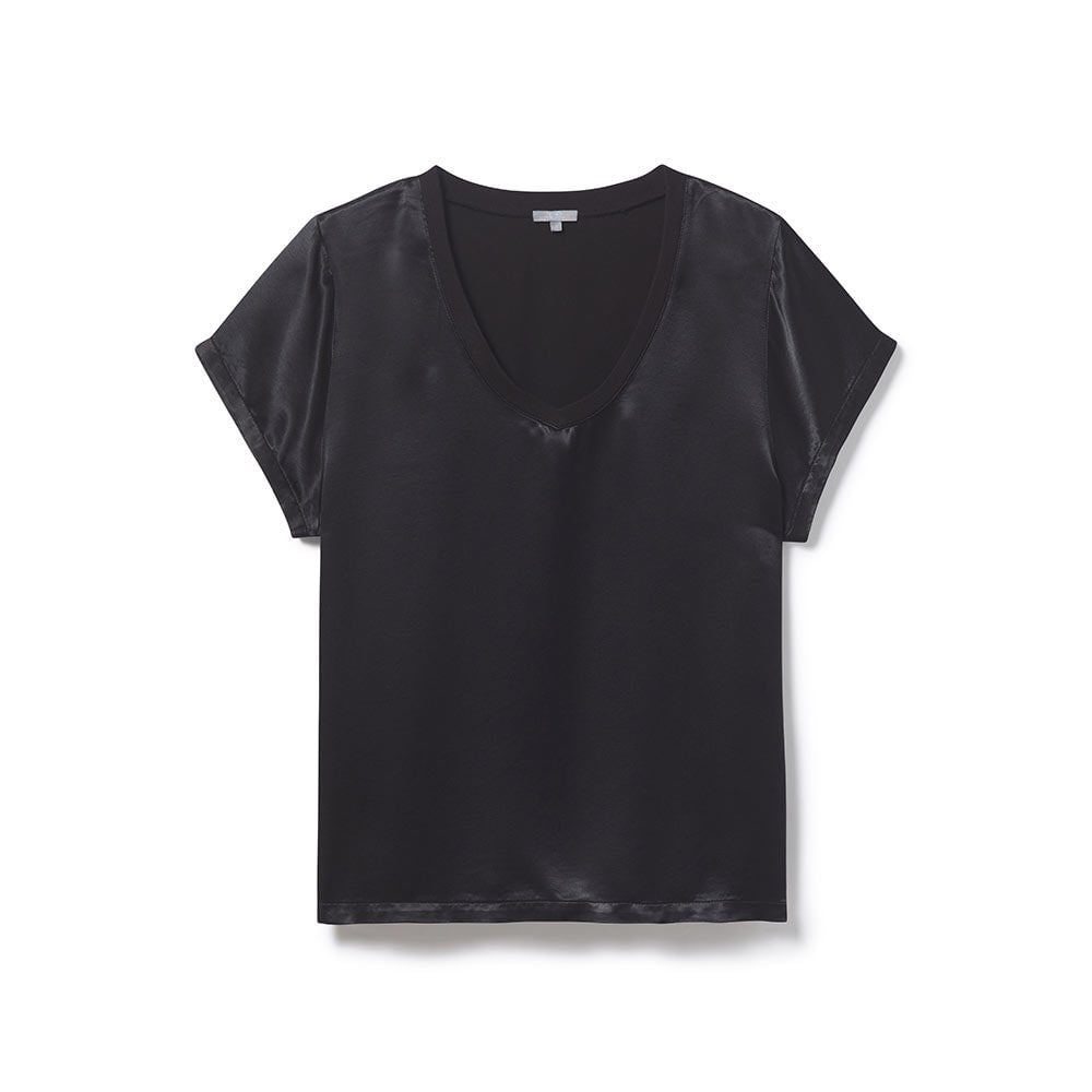 PJ Harlow Gianna Satin V-Neck Tee