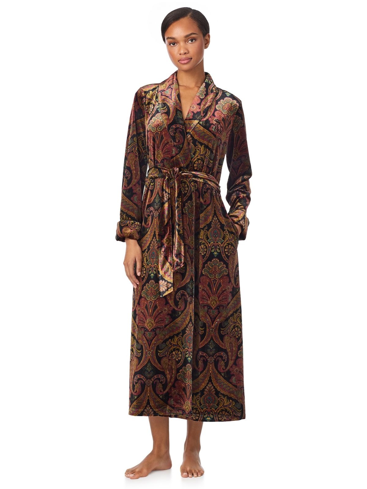 Ralph Lauren Velvet Paisley Fashion Wrap Robe