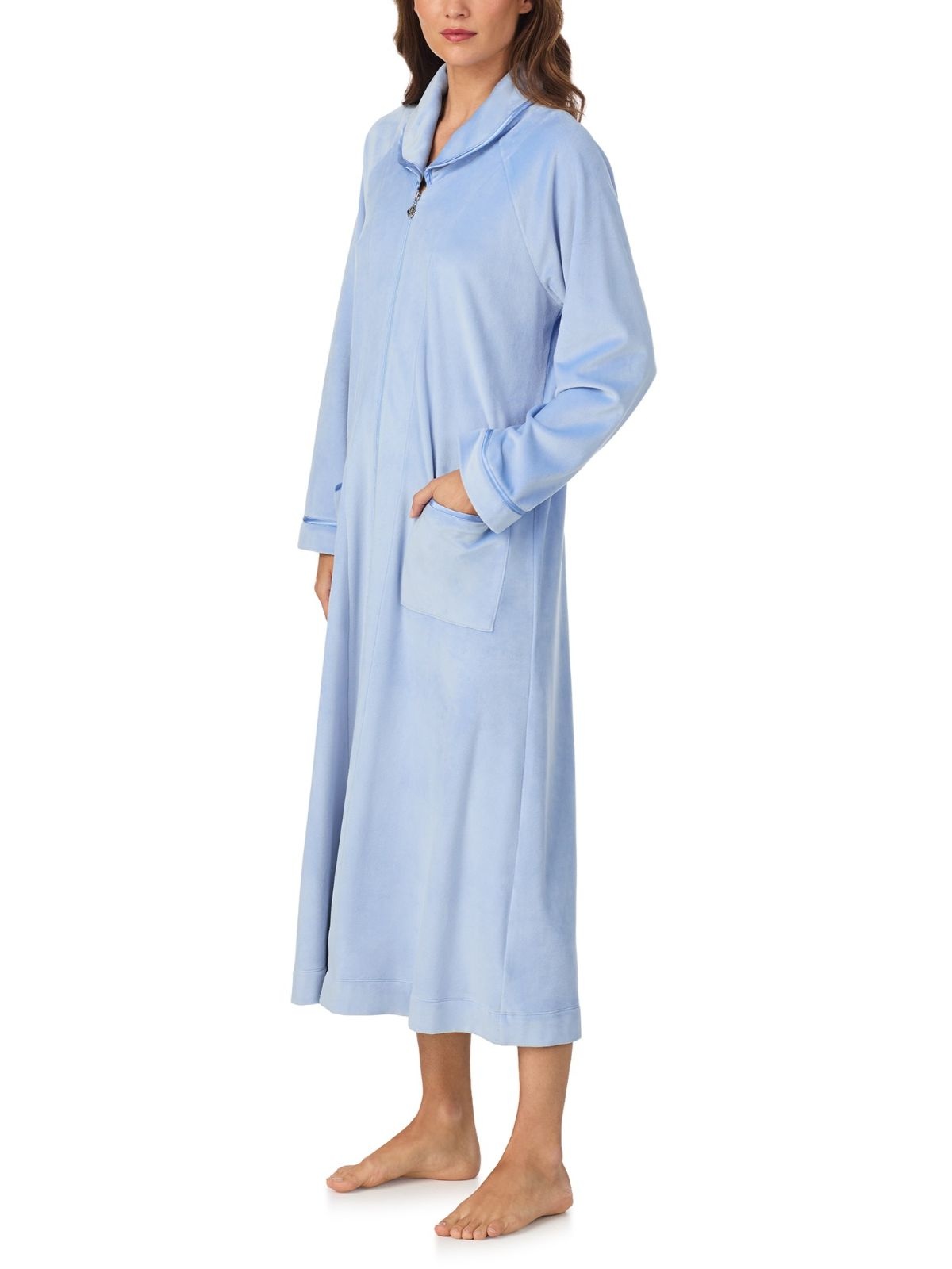 Eileen West Lux Velour Long Zip Fashion Robe