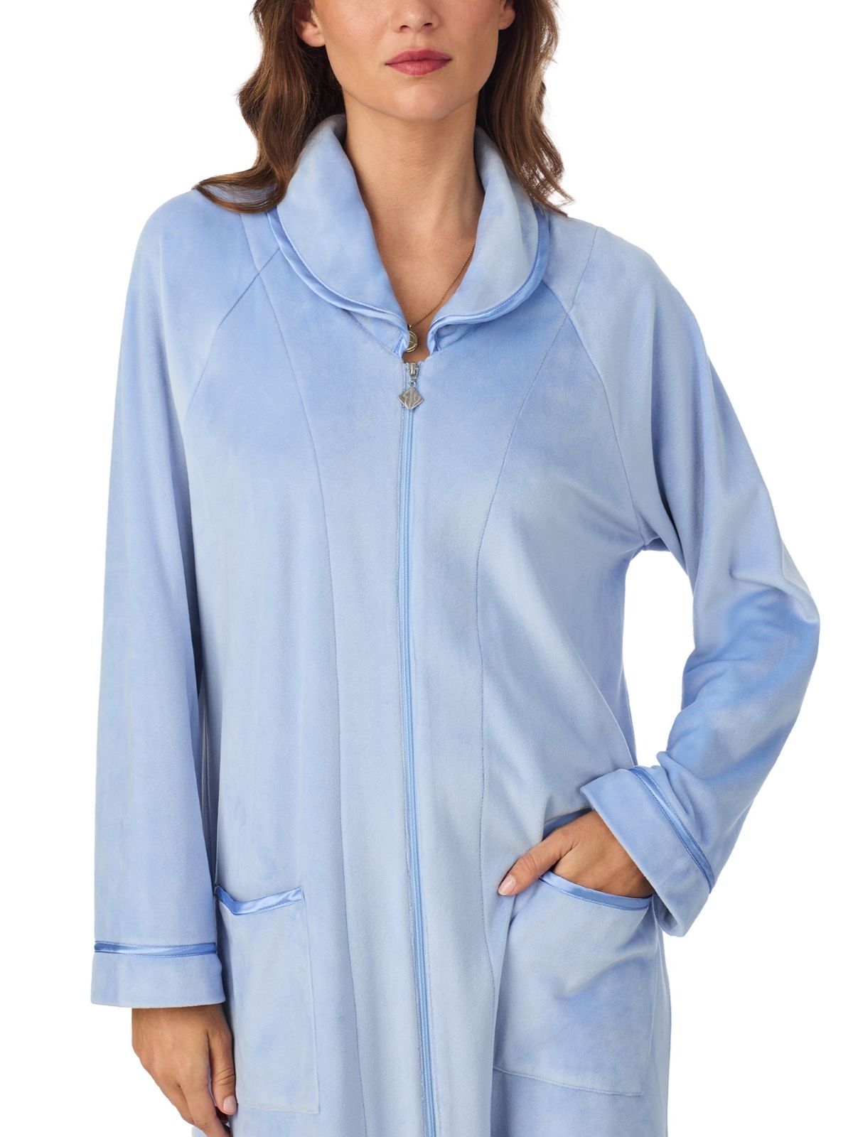 Eileen West Lux Velour Long Zip Fashion Robe