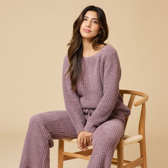 Softies Waffle Marshmallow Boatneck Lounge Set