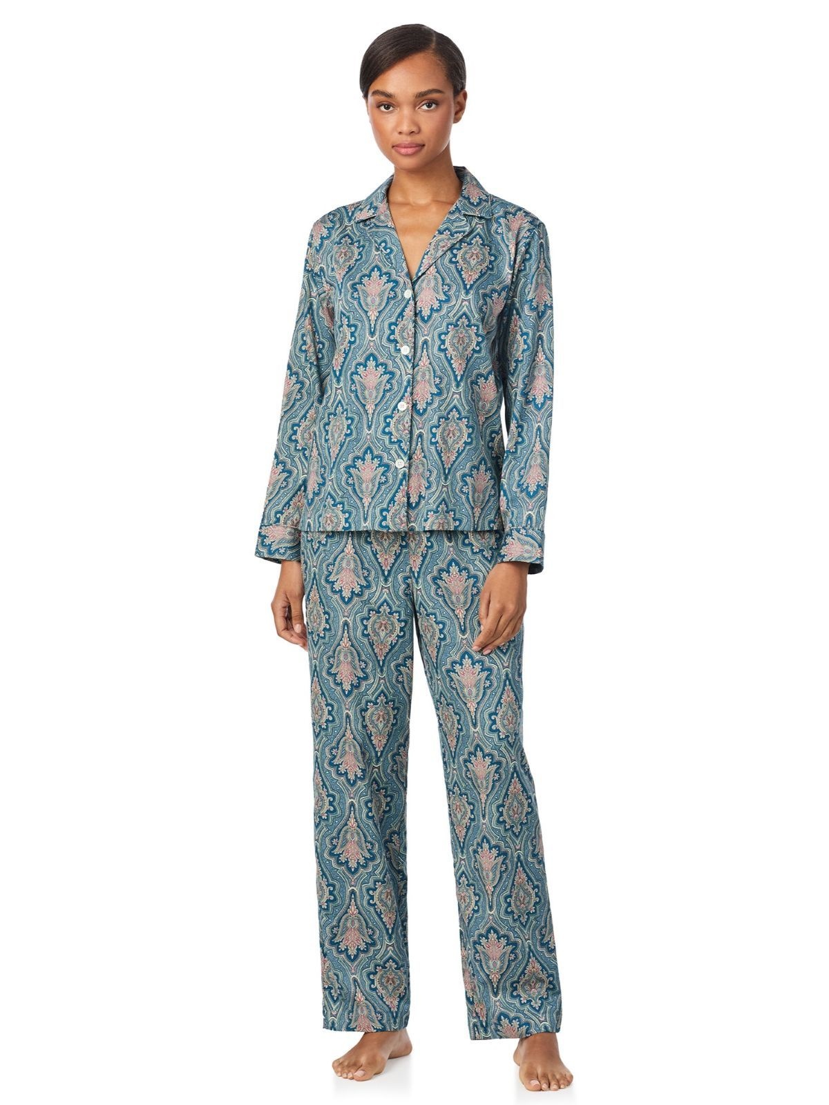 Ralph Lauren Classic Woven Long Sleeve Notch Collar Pajama Set