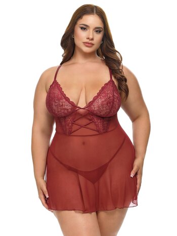 Oh La La Cheri Avery Plus Size Sheer Fashion Babydoll