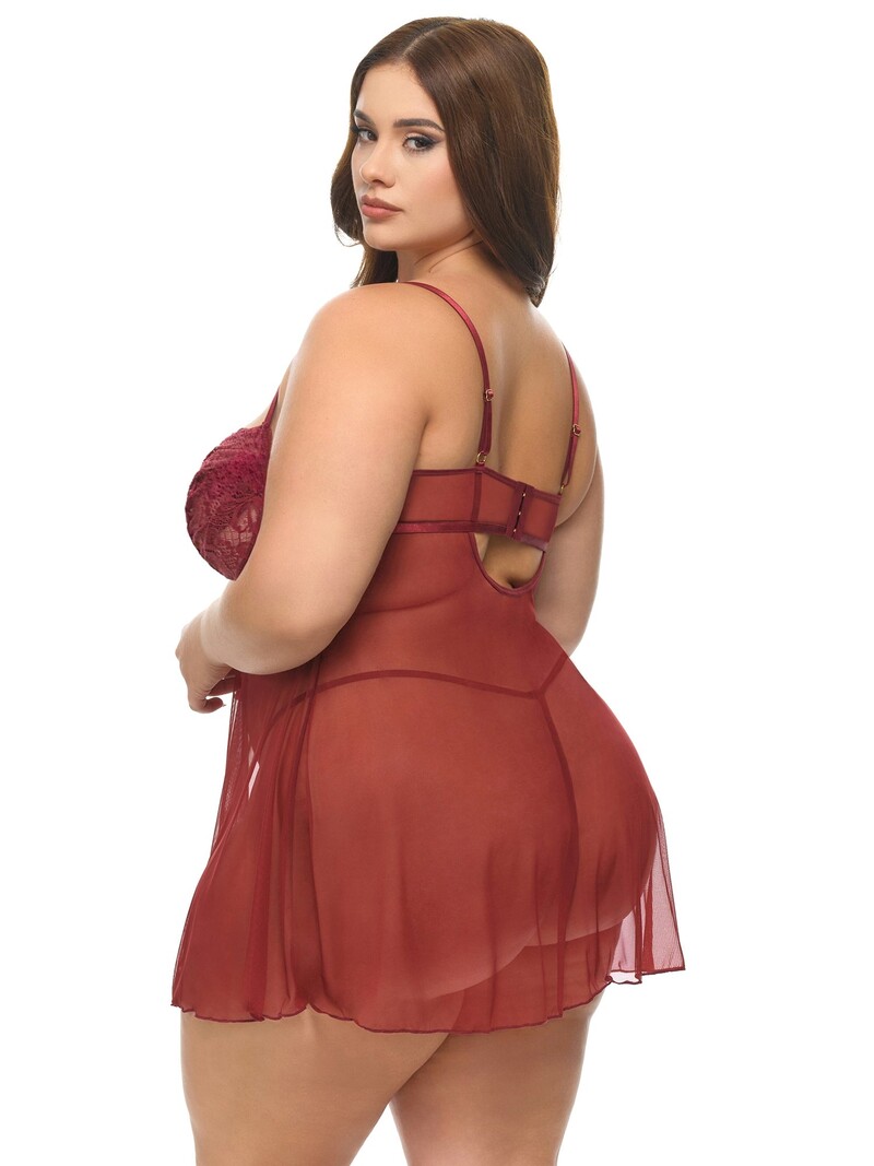 Oh La La Cheri Avery Plus Size Sheer Fashion Babydoll