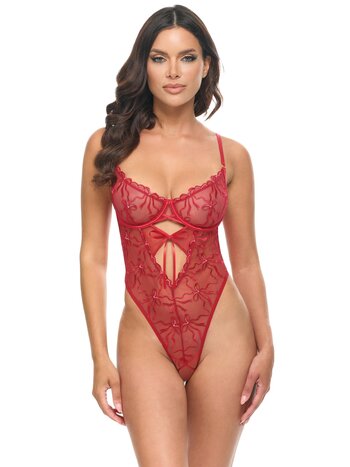 Oh La La Cheri Mariah Sheer Embroidered Teddy