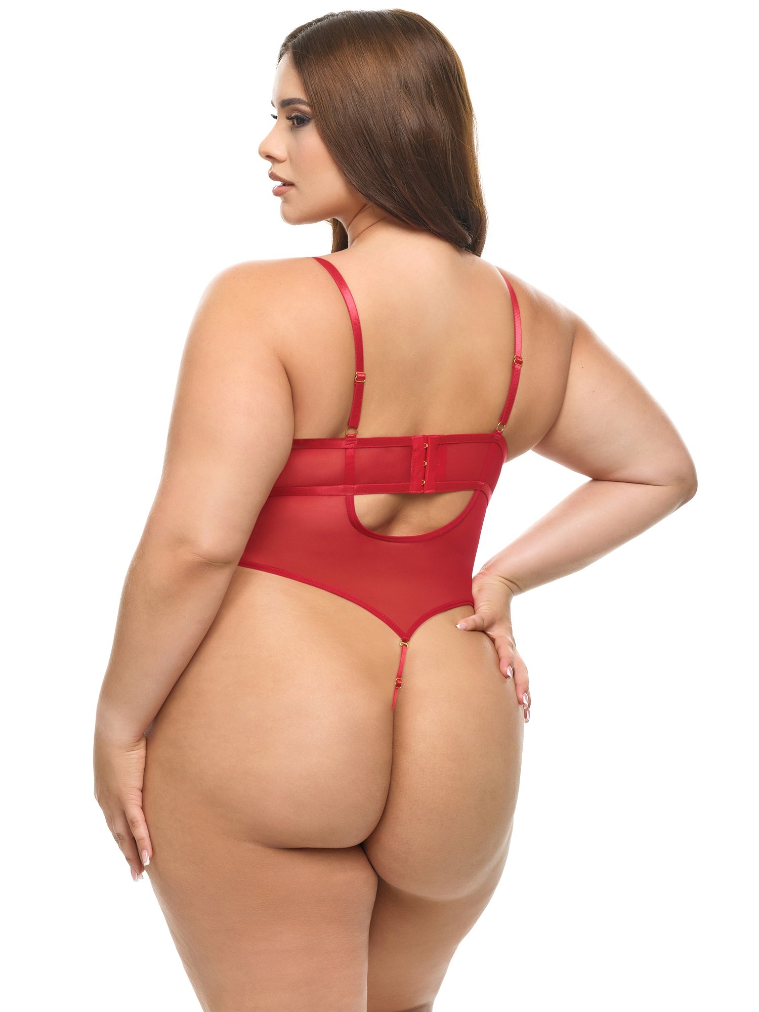Oh La La Cheri Plus Size Mariah Sheer Embroidered Teddy