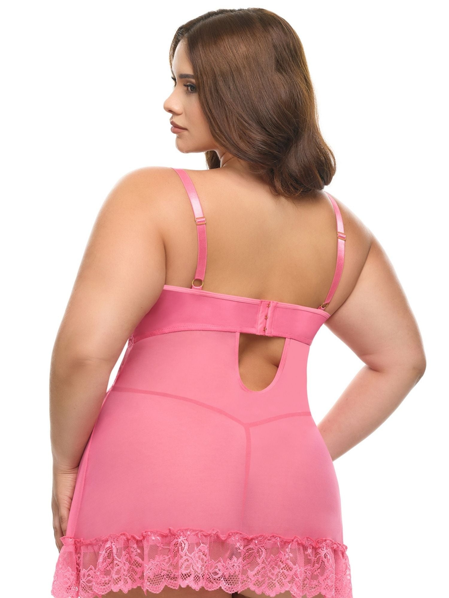 Oh La La Cheri Plus Size Valentine Lace and Bow Fashion Babydoll