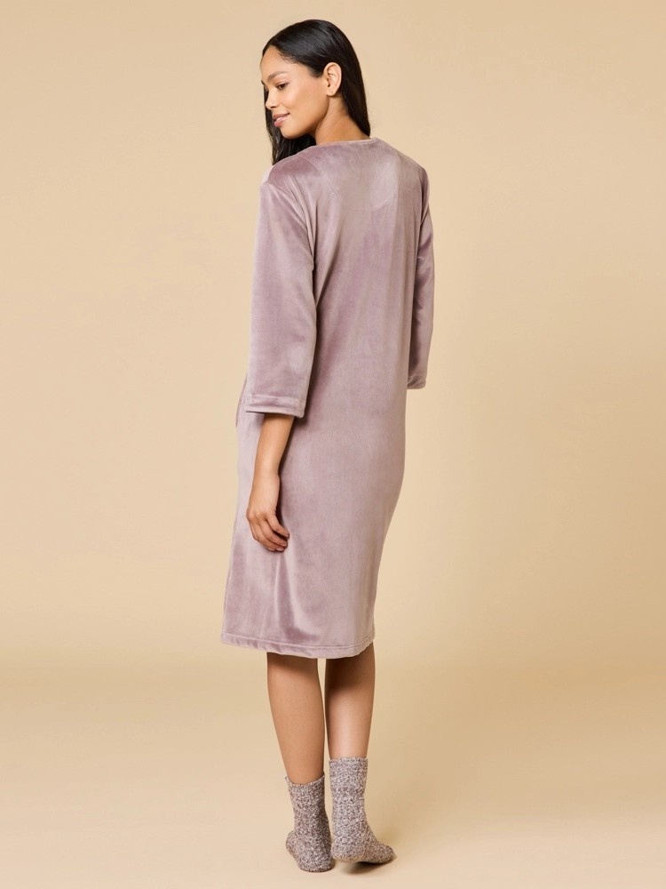 Softies Serenity Shear Mink 3/4 Sleeve Zip Front Robe