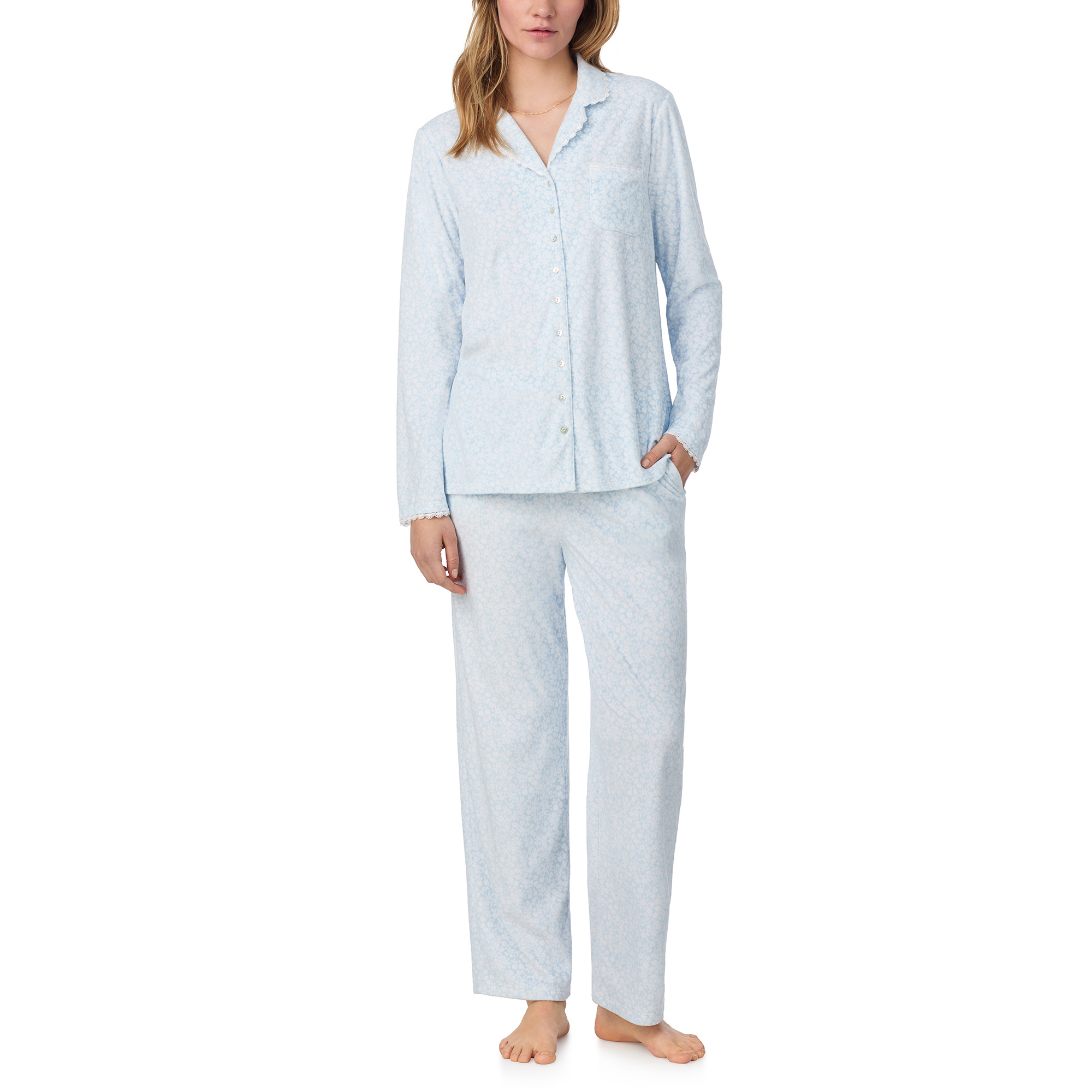 Eileen West Dream Fleece Notch Collar Long Fashion PJ Set