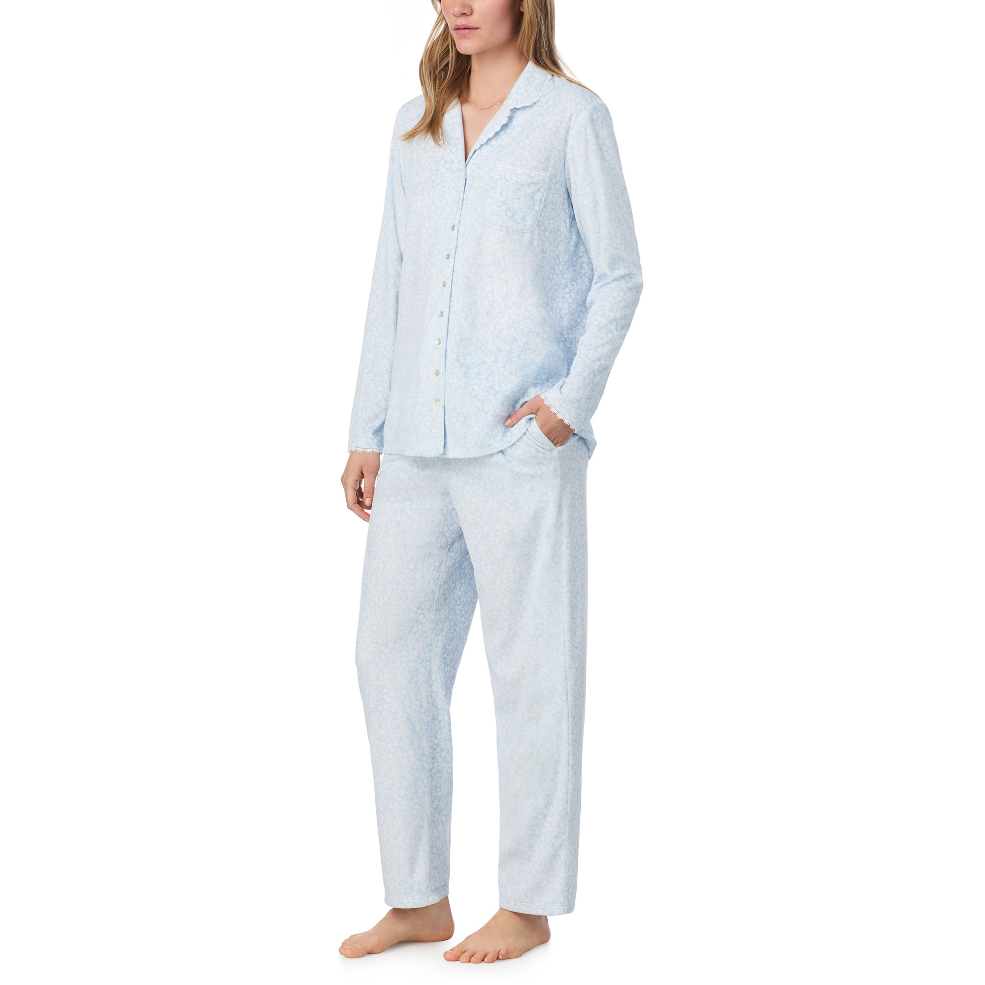 Eileen West Dream Fleece Notch Collar Long Fashion PJ Set