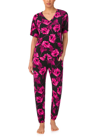 Dkny Peonies Short Sleeve Top and Jogger Pant Sleep Set