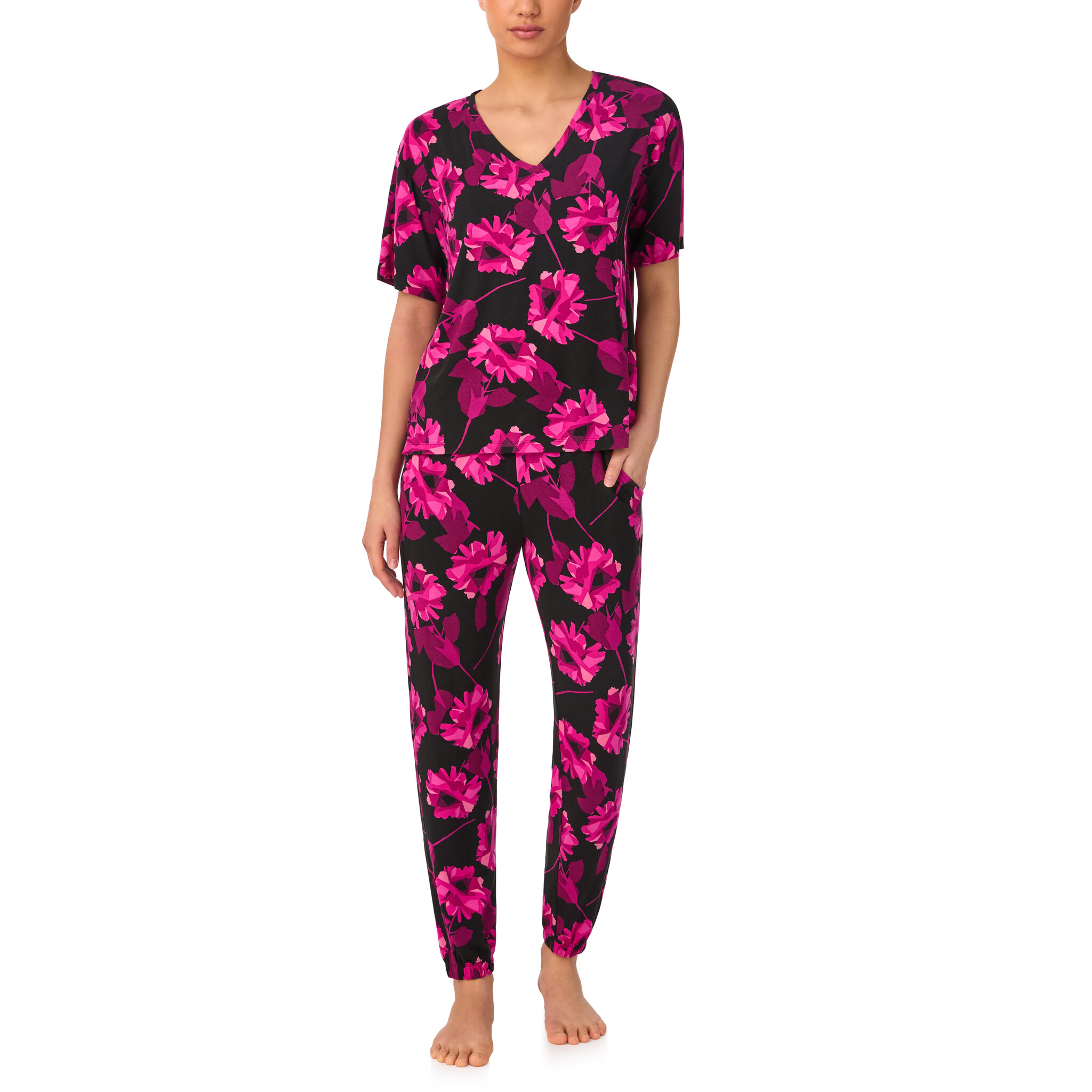 Dkny Peonies Short Sleeve Top and Jogger Pant Sleep Set