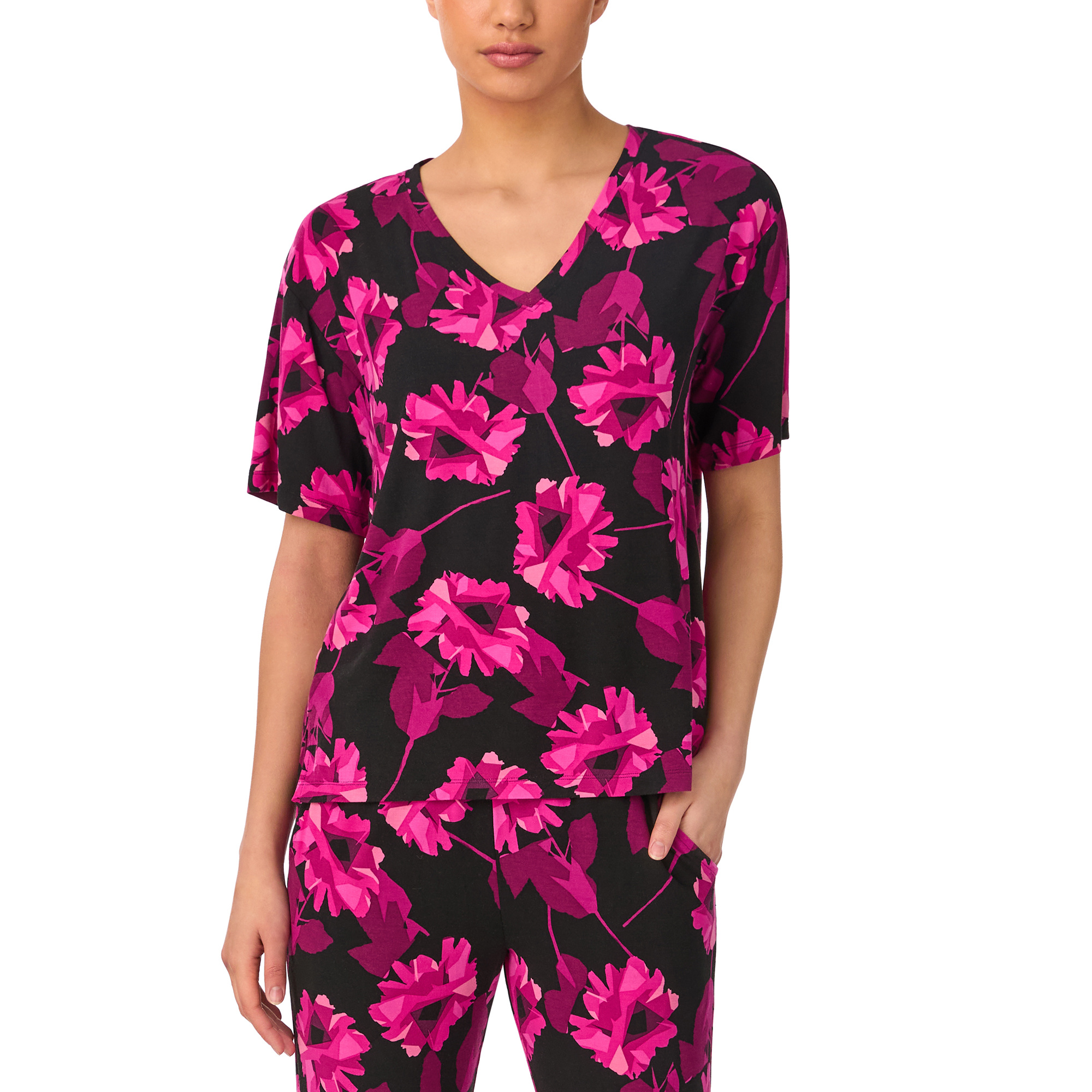 Dkny Peonies Short Sleeve Top and Jogger Pant Sleep Set