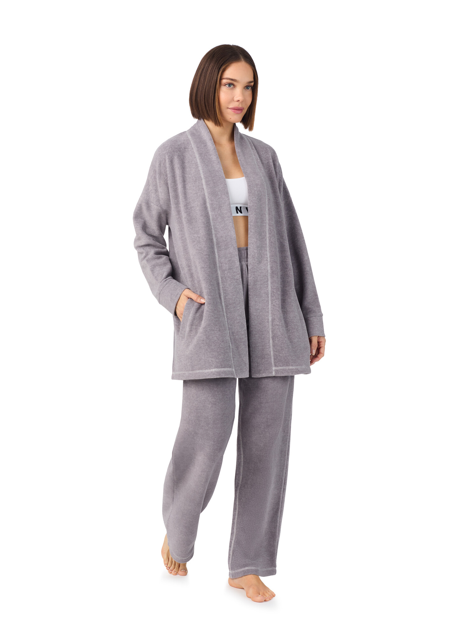 Dkny Let's Get Cozy Long Sleeve Layer & Pant Lounge Set