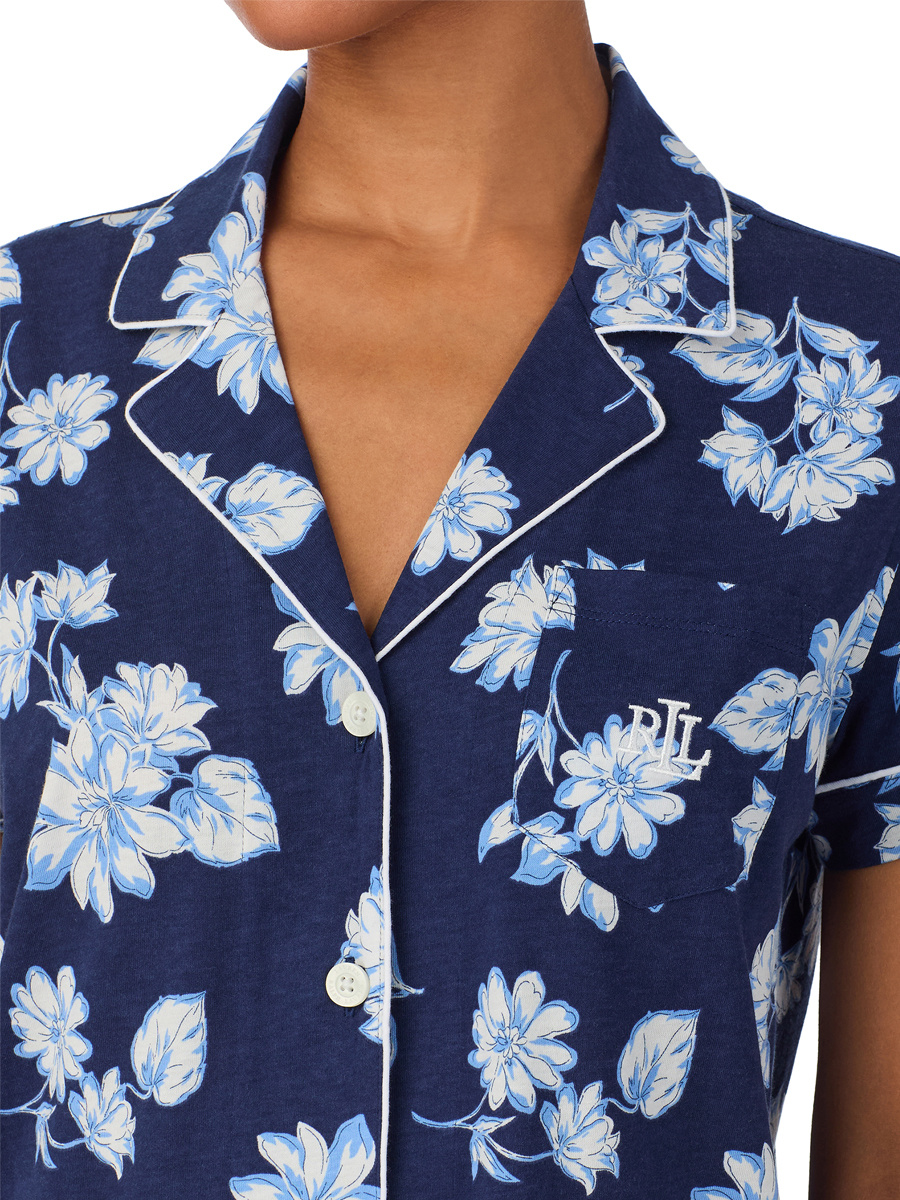 Ralph Lauren Classic Knit Short Sleeve Ankle Pant PJ Set