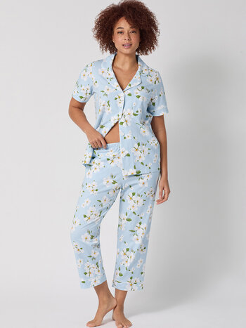 Bed Head Magnolia Breeze Short Sleeve Stretch Jersey Cropped PJ Set