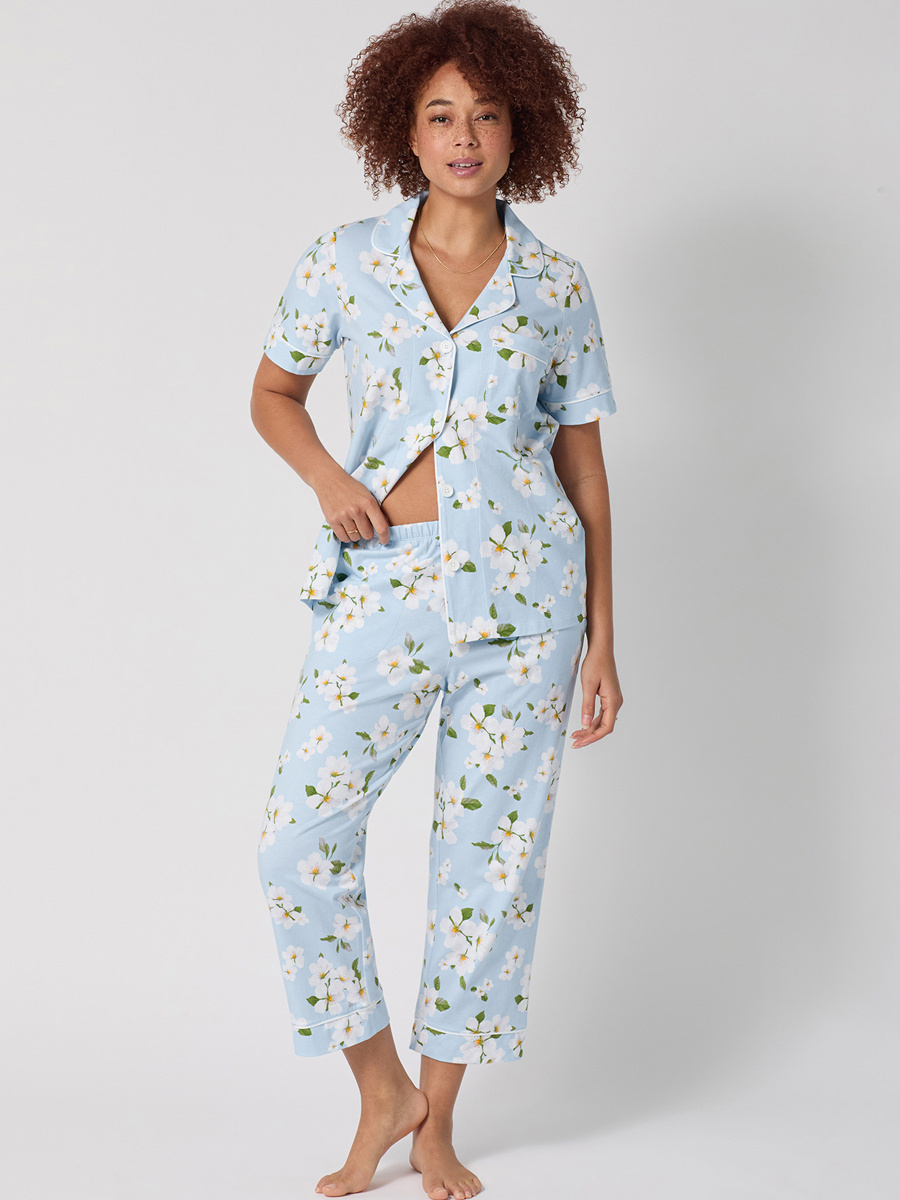 Bed Head Magnolia Breeze Short Sleeve Stretch Jersey Cropped PJ Set