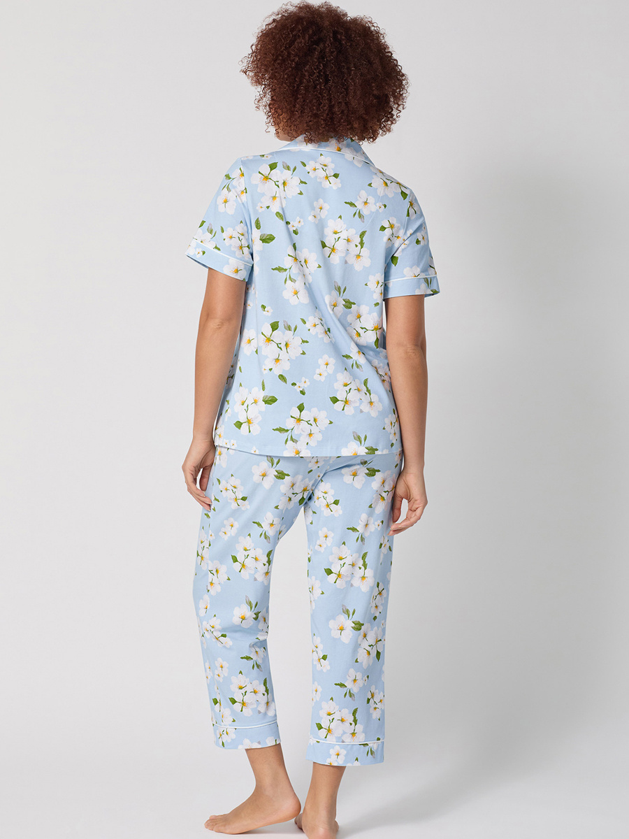 Bed Head Magnolia Breeze Short Sleeve Stretch Jersey Cropped PJ Set