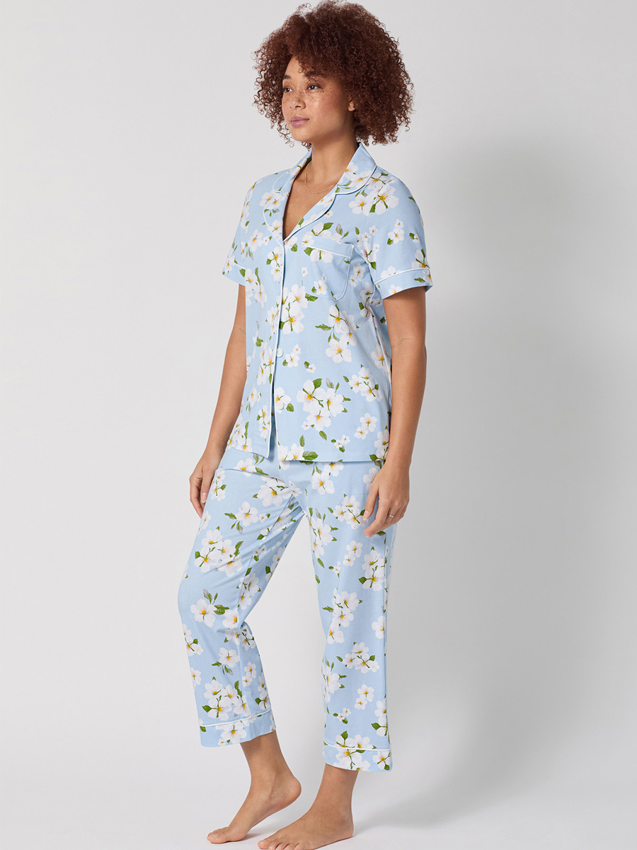 Bed Head Magnolia Breeze Short Sleeve Stretch Jersey Cropped PJ Set