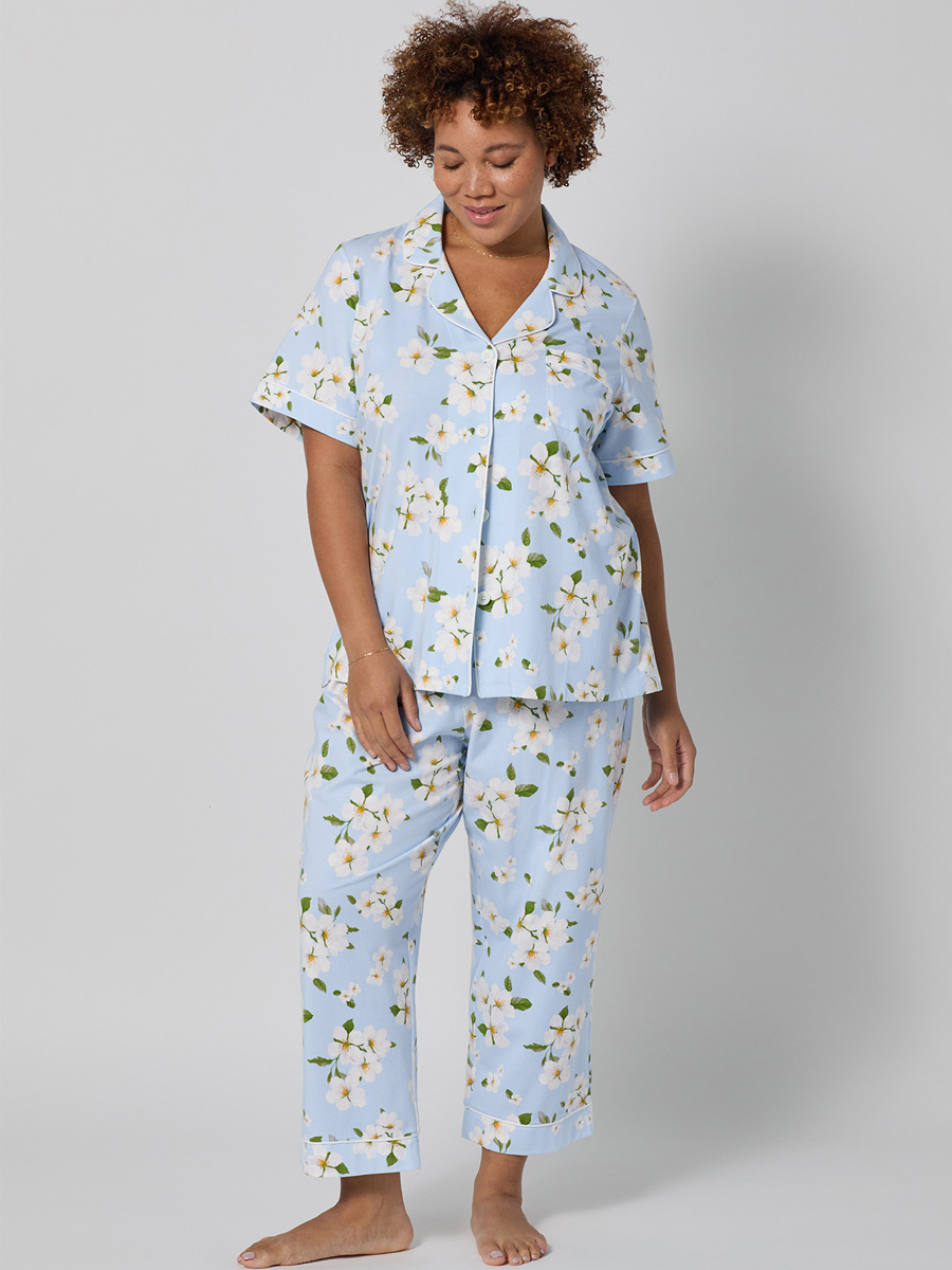 Bed Head Magnolia Breeze Short Sleeve Stretch Jersey Cropped PJ Set
