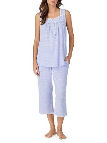 Eileen West Coton Rich Yarndye Square Neck Capri Pajama Set