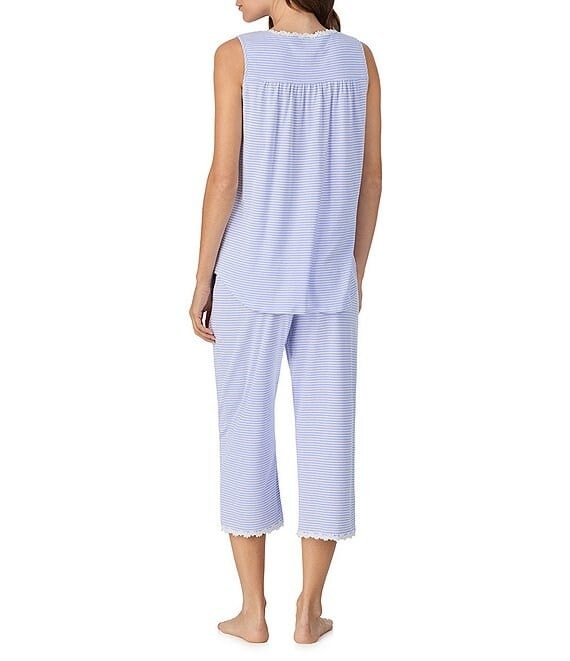 Eileen West Coton Rich Yarndye Square Neck Capri Pajama Set