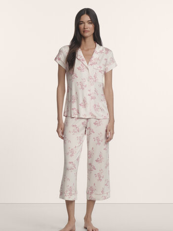 Eberjey Gisele Printed TENCEL™ Modal Short Sleeve Cropped Fashion PJ Set