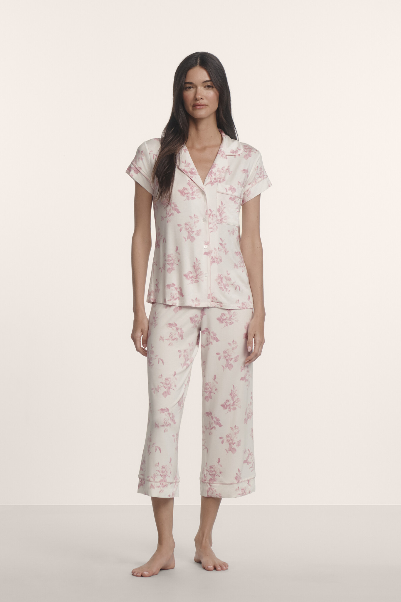Eberjey Gisele Printed TENCEL™ Modal Short Sleeve Cropped Fashion PJ Set