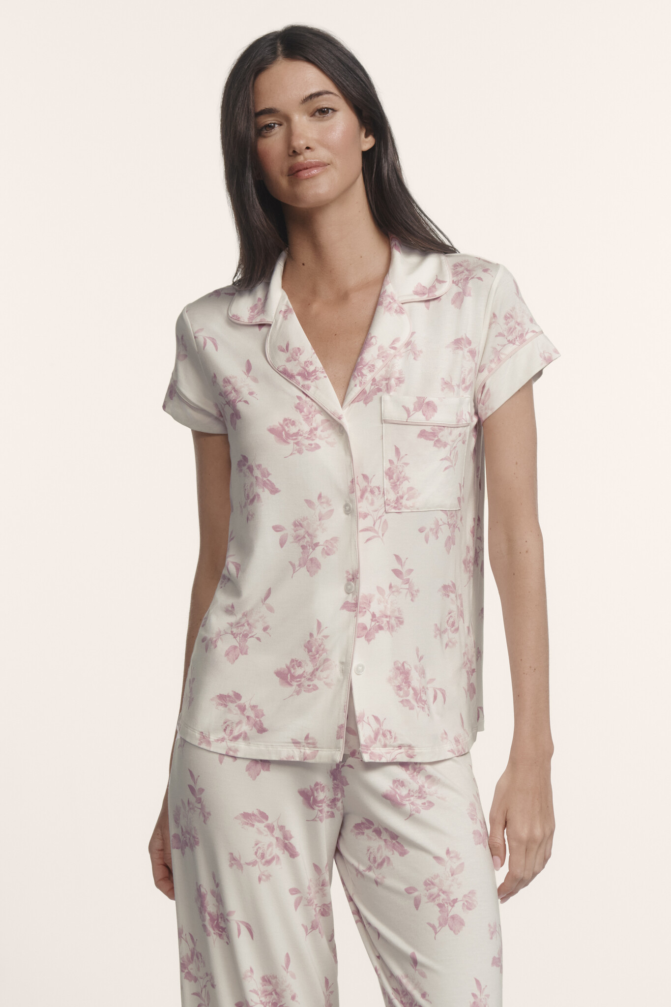 Eberjey Gisele Printed TENCEL™ Modal Short Sleeve Cropped Fashion PJ Set