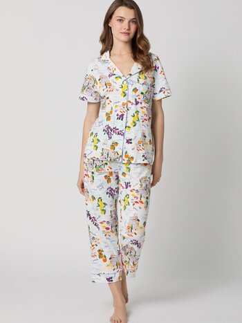 Bed Head Amalfi Escape Classic Stretch Jersey Short Sleeve Cropped Fashion PJ Set