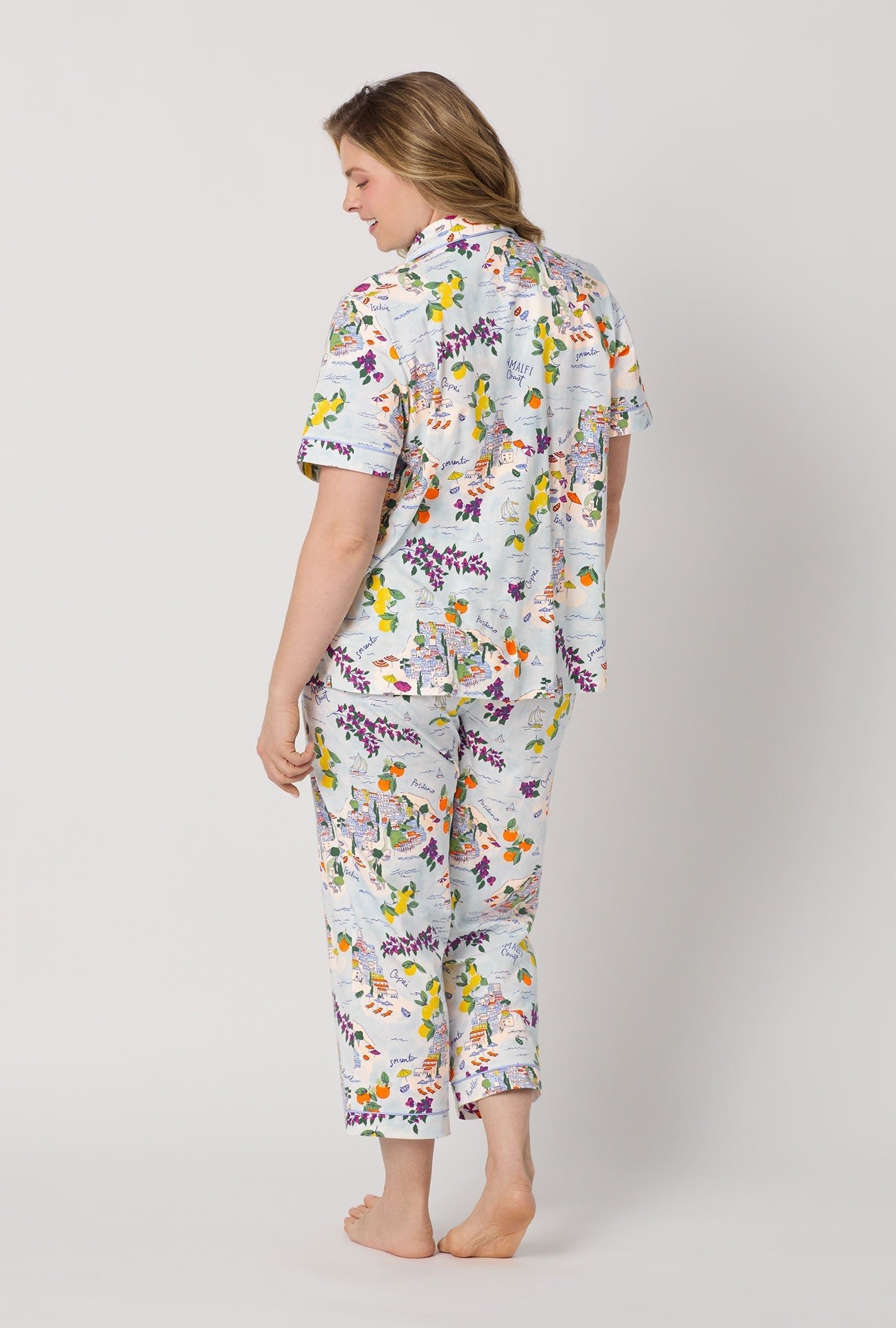 Bed Head Amalfi Escape Classic Stretch Jersey Short Sleeve Cropped Fashion PJ Set