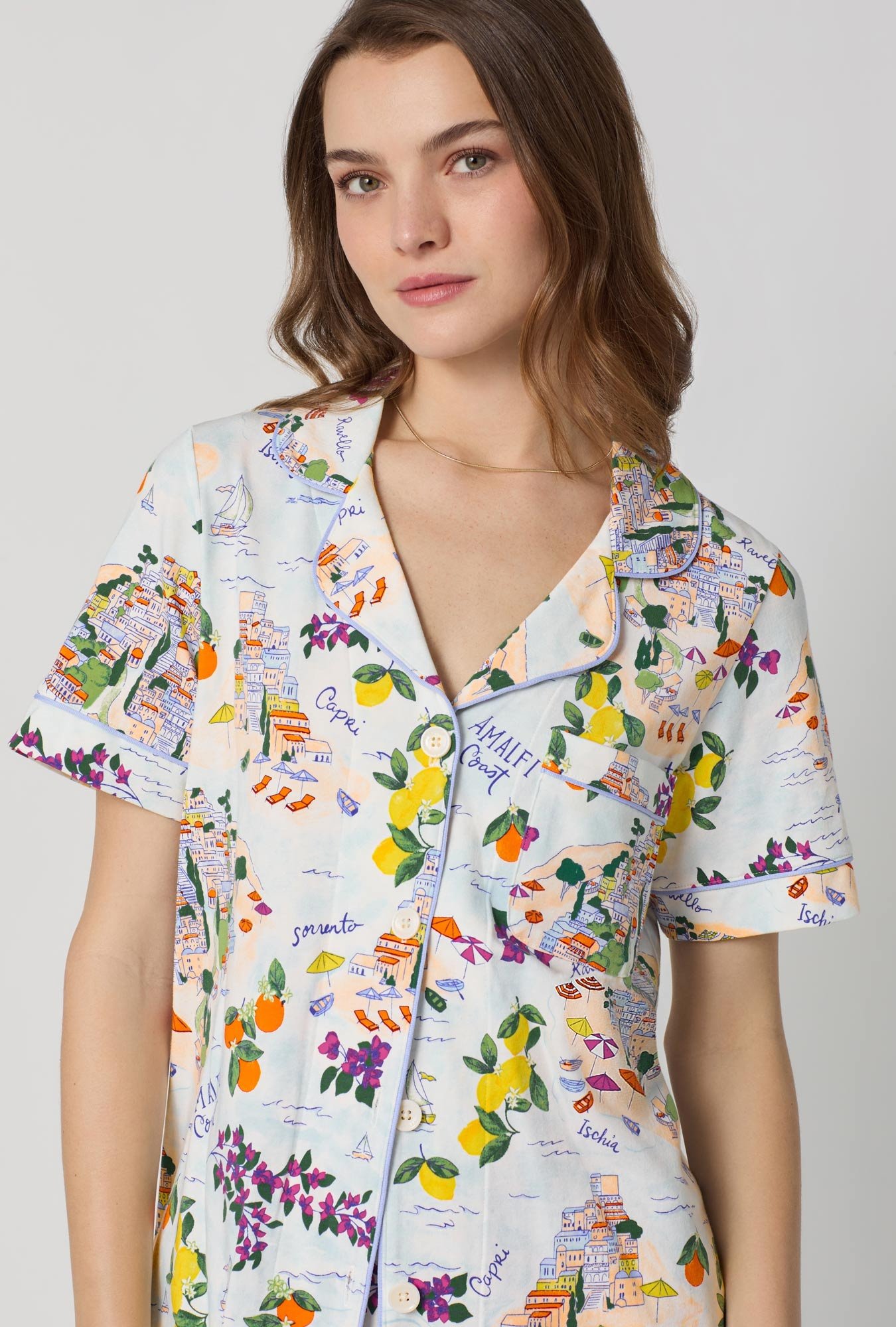 Bed Head Amalfi Escape Classic Stretch Jersey Short Sleeve Cropped Fashion PJ Set