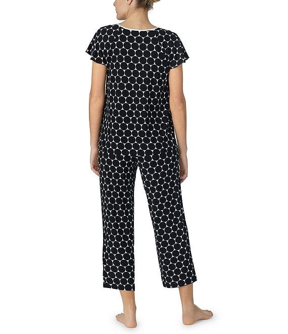 Kate Spade Pin Dot Short Sleeve Cropped Jersey Knit Pajama Set
