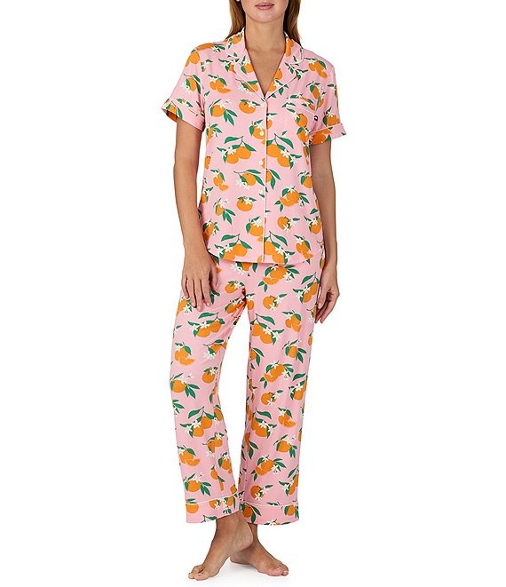 Kate Spade Short Sleeve Cropped Printed Fashion Pajamas