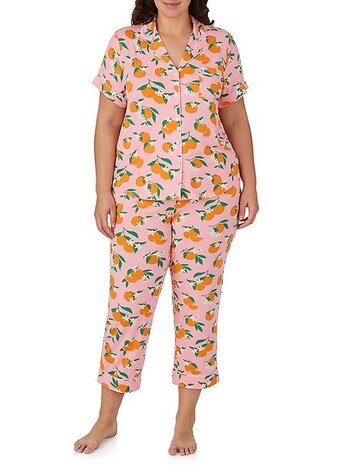 Kate Spade Plus Size Short Sleeve Cropped Printed Fashion Pajamas