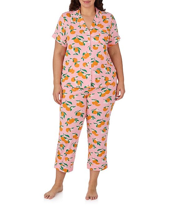 Kate Spade Plus Size Short Sleeve Cropped Printed Fashion Pajamas