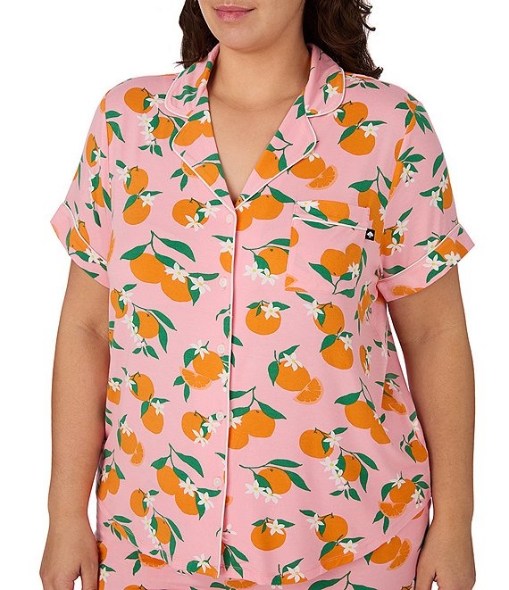 Kate Spade Plus Size Short Sleeve Cropped Printed Fashion Pajamas