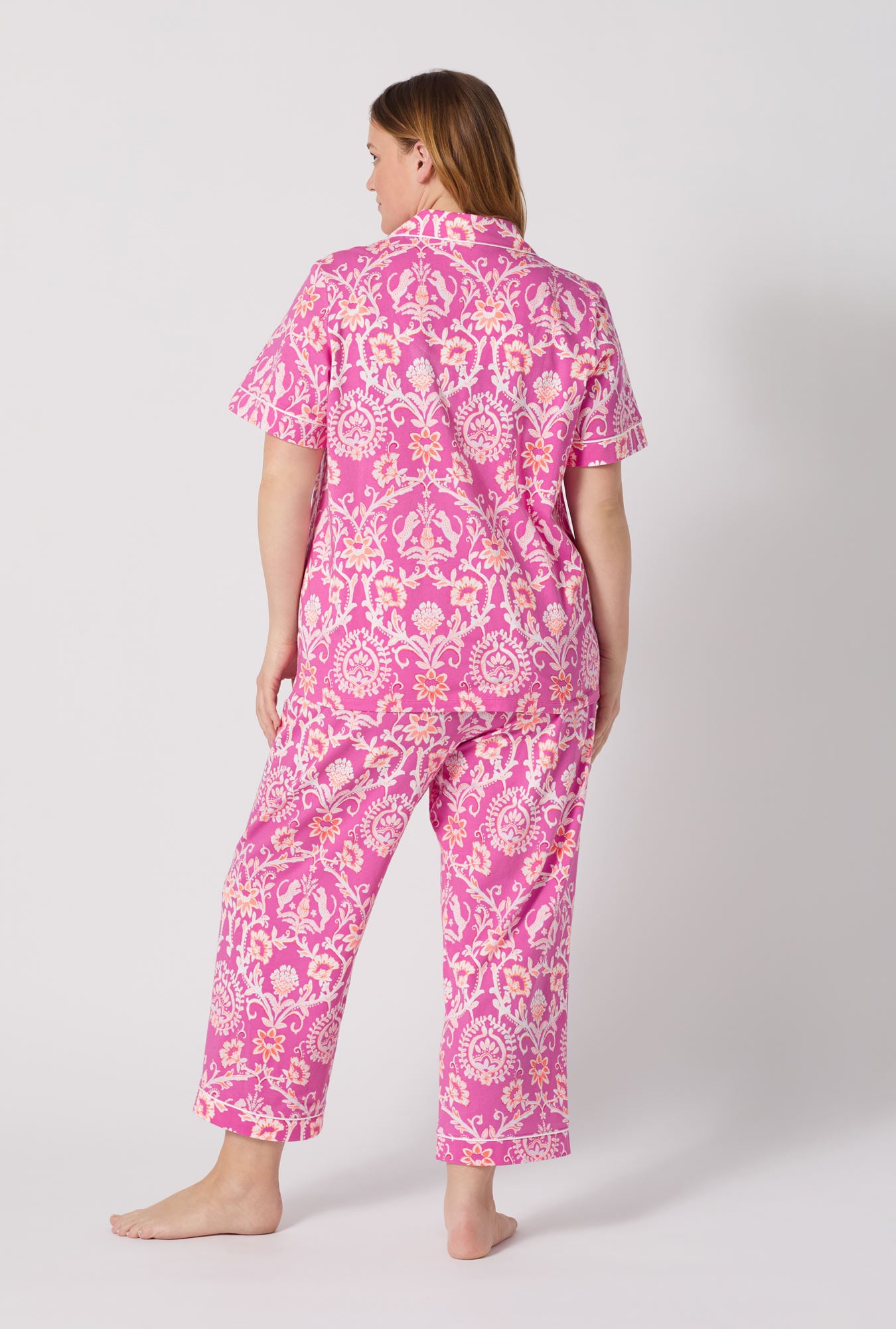 Bed Head Luxe Leopard Short Sleeve Classic Stretch Jersey Cropped PJ Set