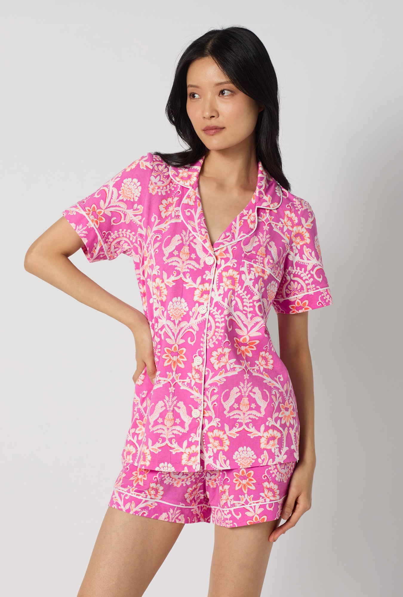 Bed Head Luxe Leopared Short Sleeve Classic Shorty PJ Set
