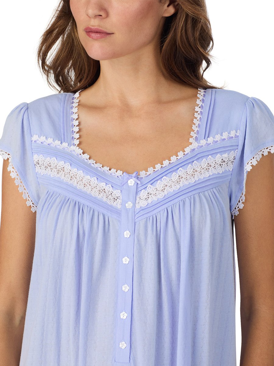 Eileen West Cotton Pointelle Cap Sleeve Waltz Nightgown