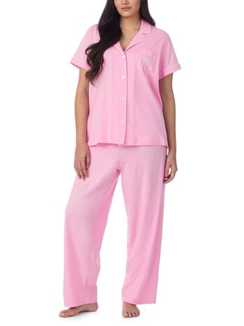 Ralph Lauren Plus Size Classic Knit Short Sleeve Ankle Pant PJ Set