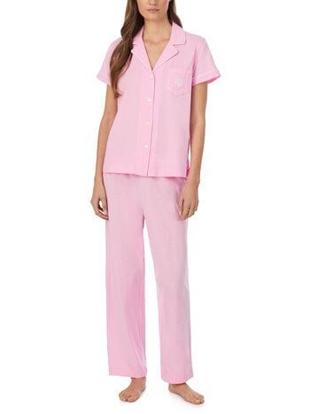 Ralph Lauren Classic Knit Short Sleeve Ankle Pant PJ Set