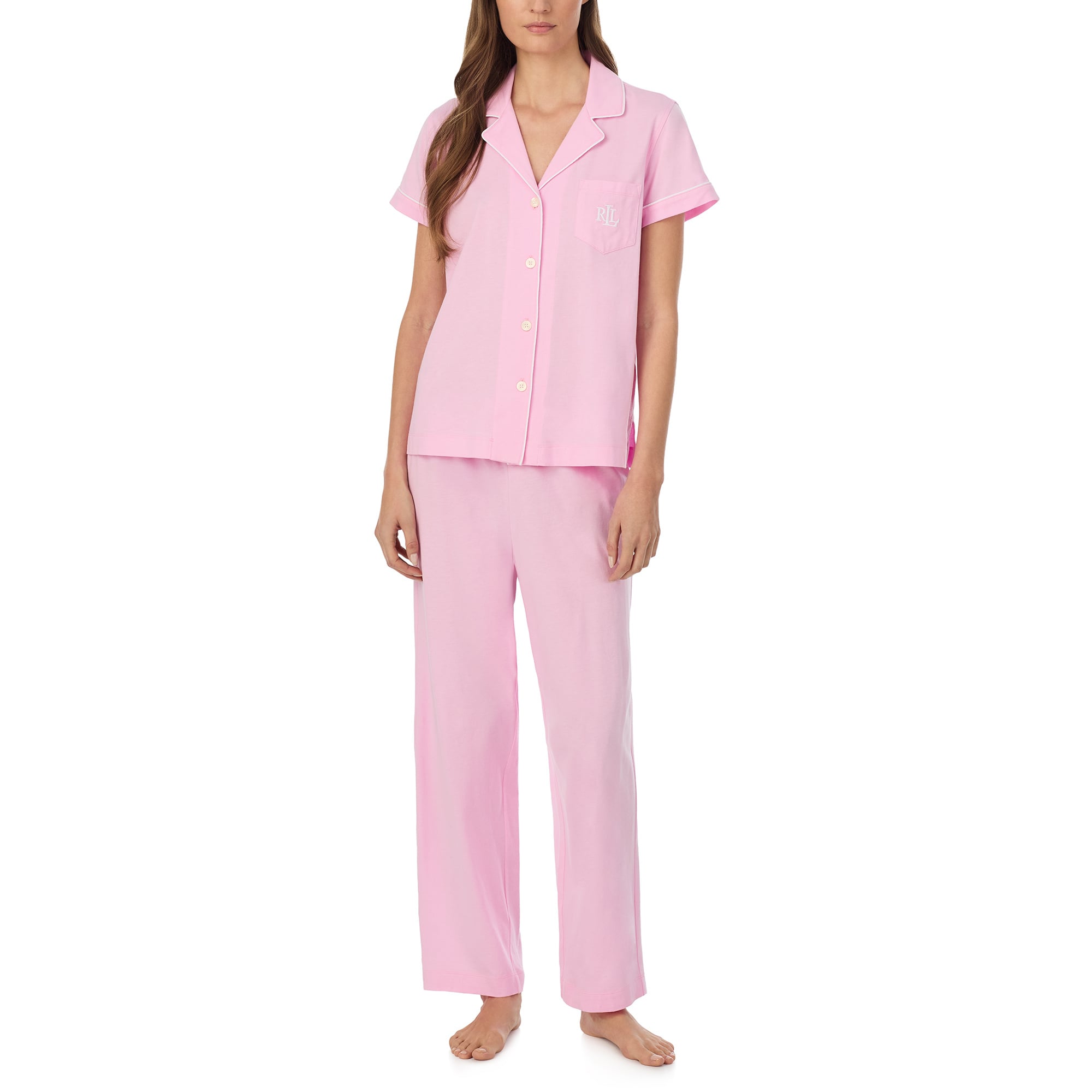 Ralph Lauren Classic Knit Short Sleeve Ankle Pant PJ Set