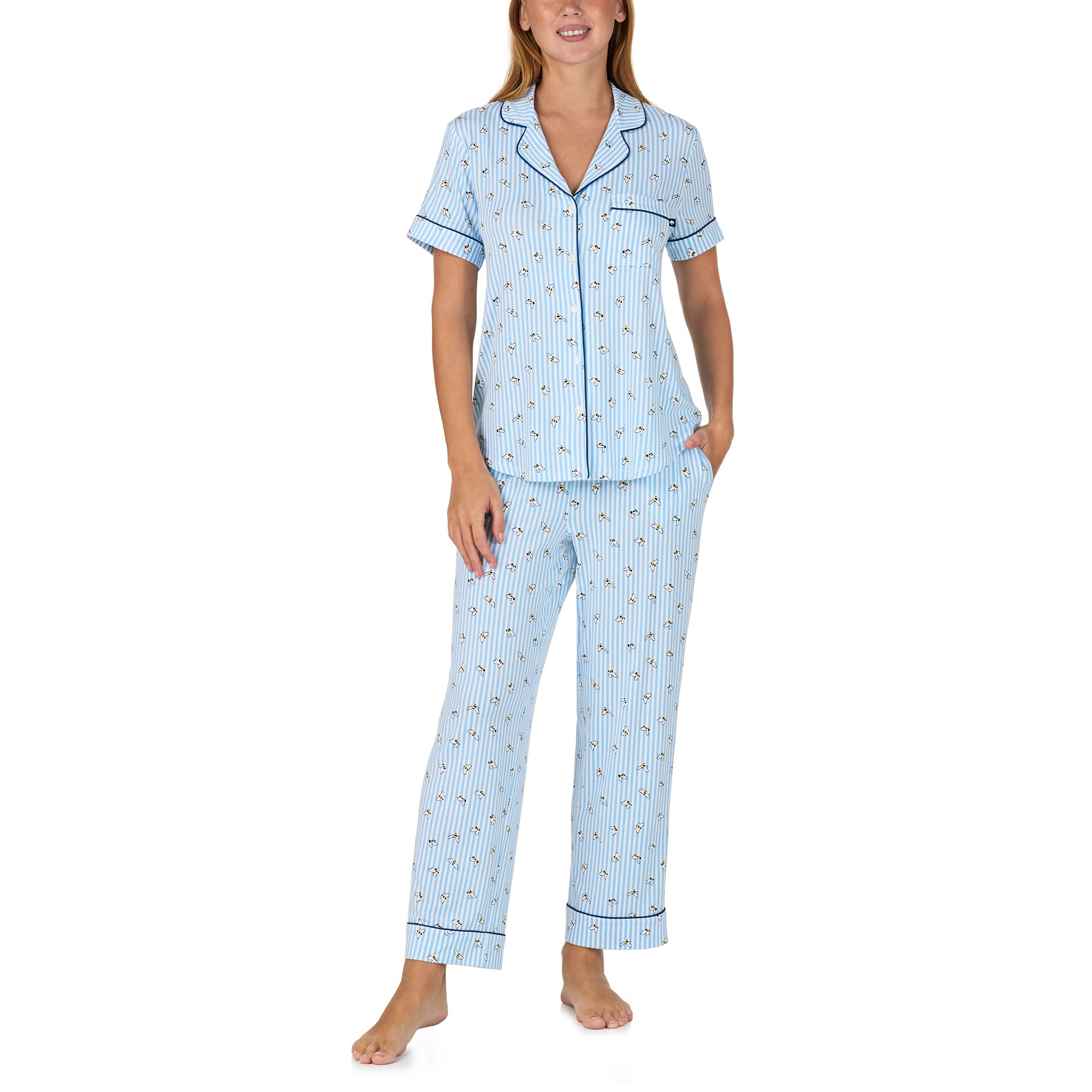 Kate Spade Plus Size Buzzing Bee Short Sleeve Cropped Pajama Set